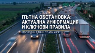 Натоварен трафик в страната по автомагистрала с ТОЛ рамки и автомобили